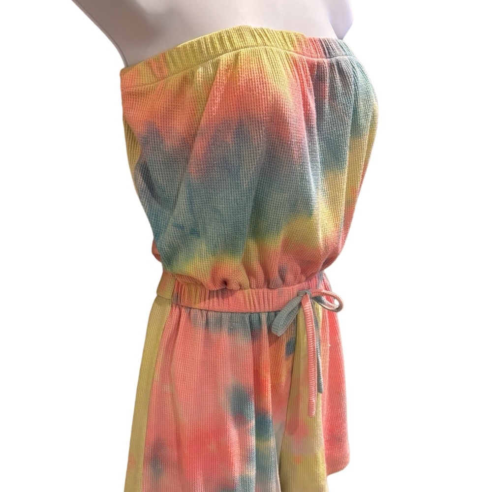 Full City Trends With Love Romper Rainbow Tie Dye Strapless Size Medium